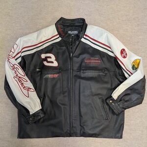 Dale Earnhardt NASCAR Wilsons Leather 90s Jacket Sponsor Logo Winston Cup 2XL